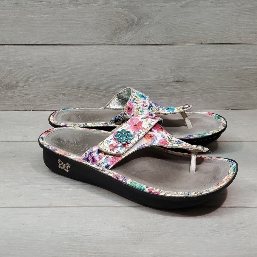 Alegria Women CAR-139C Thong Floral Wedge Sandals shoes sz 41/10.5-11